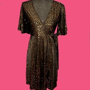 Wax Poetic Copper Sequin Wrap Dress